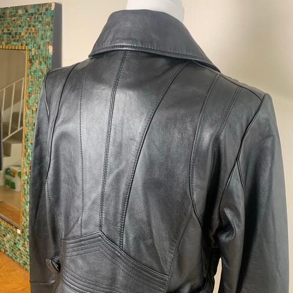 NEW A.n.a Sz L Genuine Buttery Soft Lambskin Leather Moto Jacket Black Full Zip - Picture 10 of 13